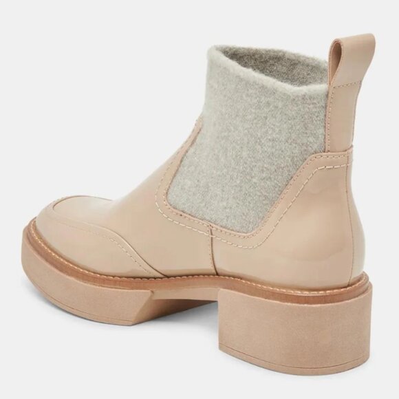 NEW DOLCE VITA Patent Leather Wide Saline H2o Booties in dune for women 925 3t2 - Picture 8 of 11